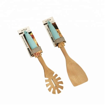 Wooden Cooking Set - 2 Piece Bamboo Paste Server and Spatula Turner Tool Wooden Cooking Utensils Set