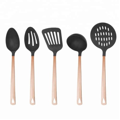 5 Pc Heat Resistant Kitchen Accessory Stainless Steel Handle Nylon Kitchen Utensil Tool Set -nylon kitchen utensil set