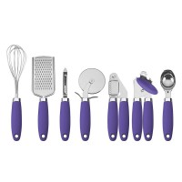 Factory Direct Selling 7 Pc Kitchen Gadget Set Stainless Steel Utensils with Soft Touch Plastic Nylon Handles