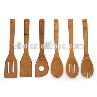 Wooden Spoon Set - 6 Piece Bamboo Spoons and Spatula Tool Wooden Cooking Utensils Set